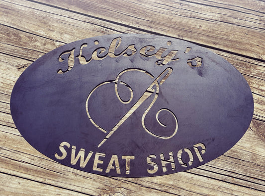 Sewing Needle Sweat Shop Sign