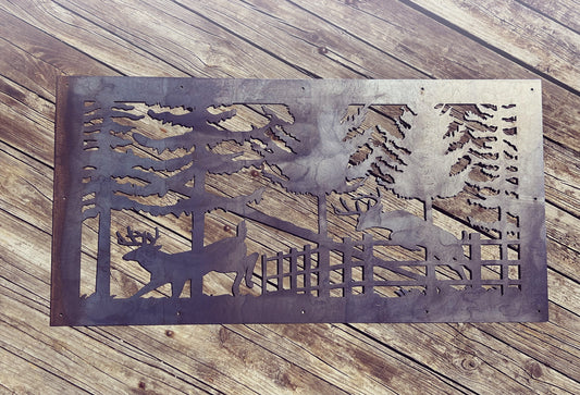 Whitetail Deer Scene - Side Railing